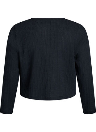 Zizzi Jersey cardigan med tekstur og knyting foran, Svart, Packshot image number 1