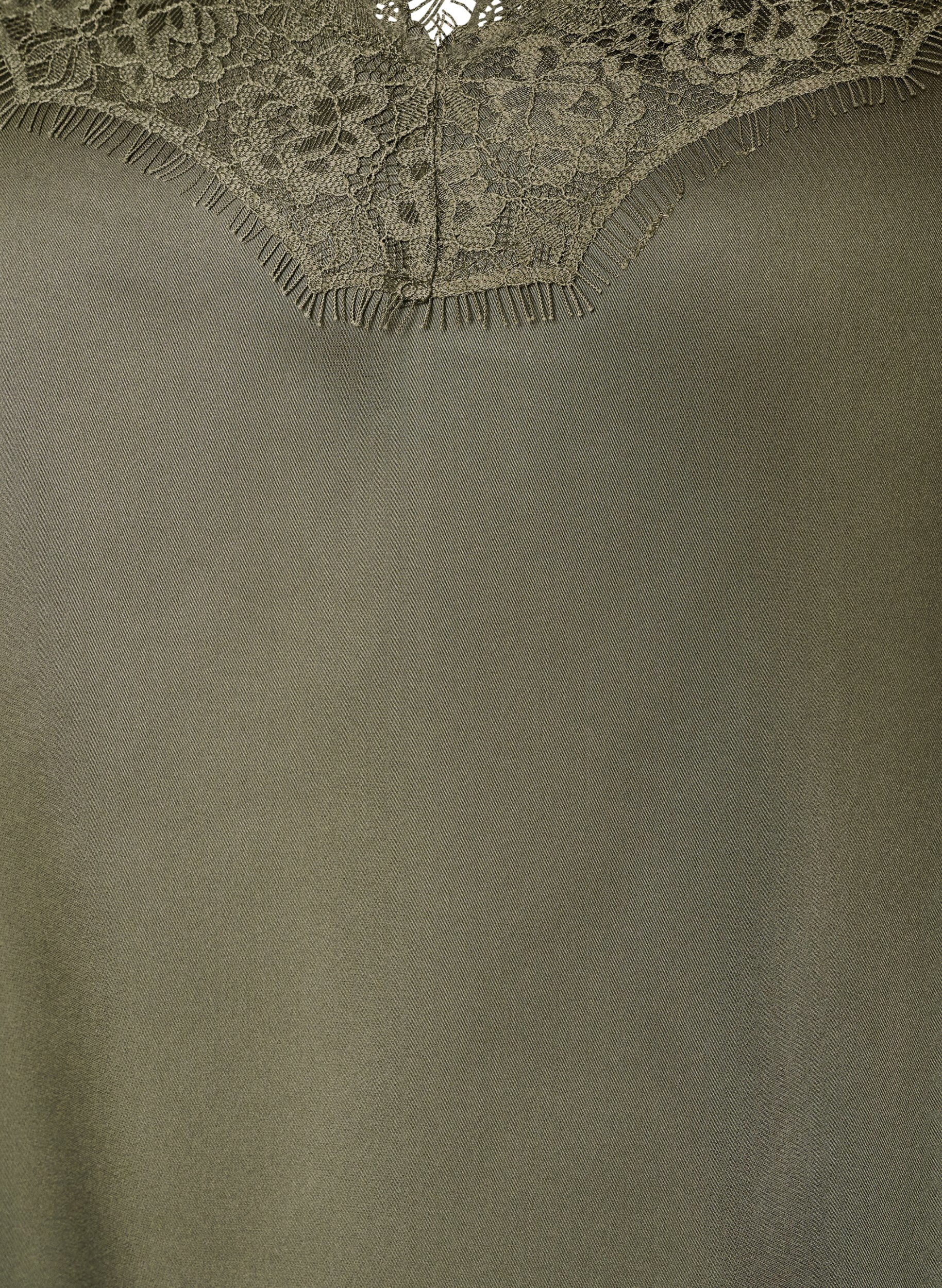 ZizziStroppetopp med blonder og asymmetrisk kant, Gr&oslash;nn, Packshot image number 2