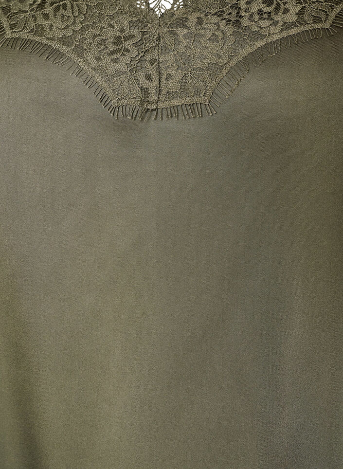 Stroppetopp med blonder og asymmetrisk kant, Gr&oslash;nn, Packshot image number 2