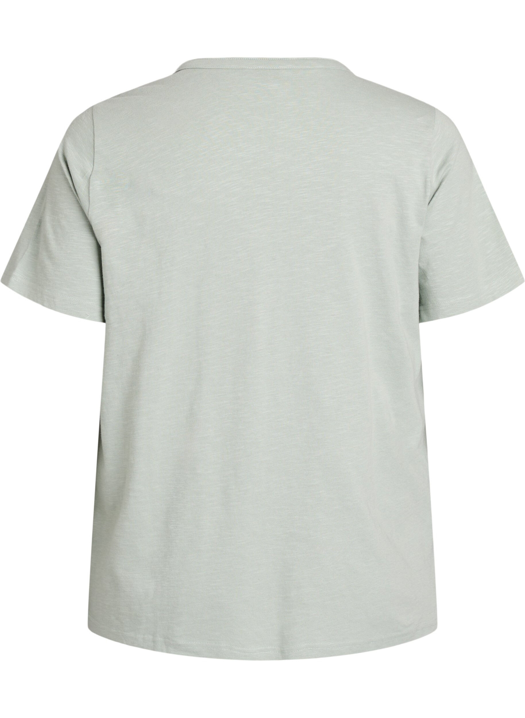 Zizzi T-skjorte med knappdetalj, Gr&oslash;nn, Packshot image number 1