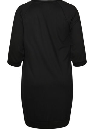 Kjole med 3/4-ermer og striper, Black, Packshot image number 1