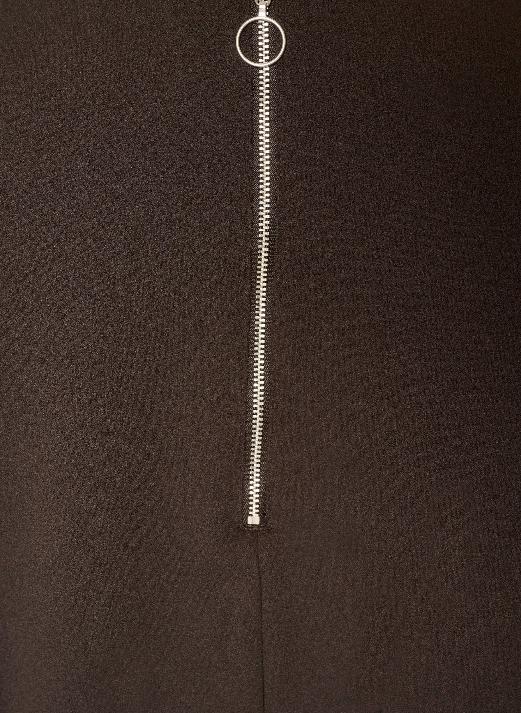 ZizziKort kjole med A-form og 3/4-ermer, Brun, Packshot image number 3