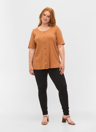 T-skjorte med knapper, Pecan Brown, Model image number 2