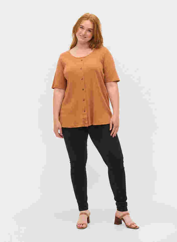 T-skjorte med knapper, Pecan Brown, Model image number 2