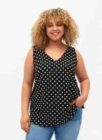 Mønstrete topp med V-hals (GRS), Black Dot, Model