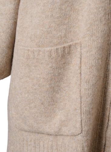 Strikket cardigan med glidelås og lommer, Simply Taupe Mel., Packshot image number 2