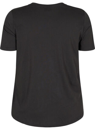 Kortermet T-skjorte i bomull med trykk, Black, Packshot image number 1