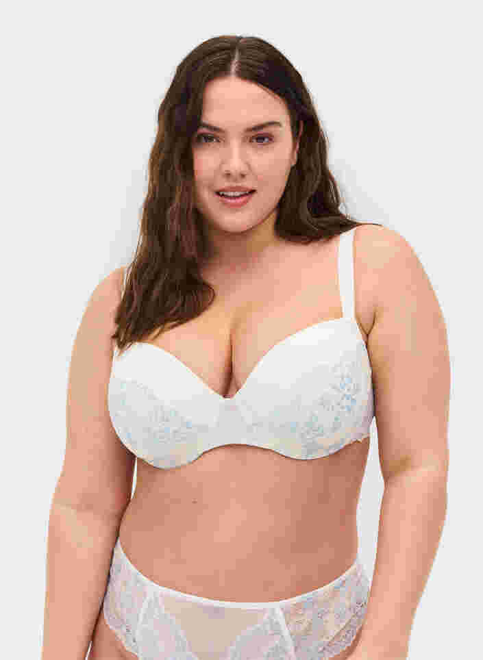 Alma BH med bøyle og blonder, Tofu w. blue, Model