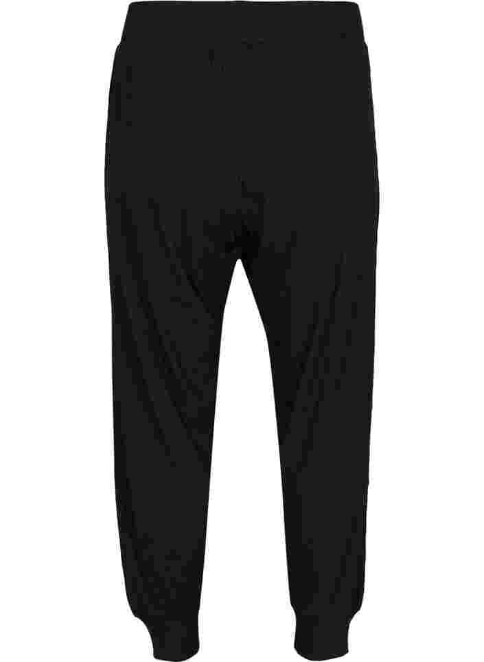 Løse bukser i ribbet materiale, Black, Packshot image number 1