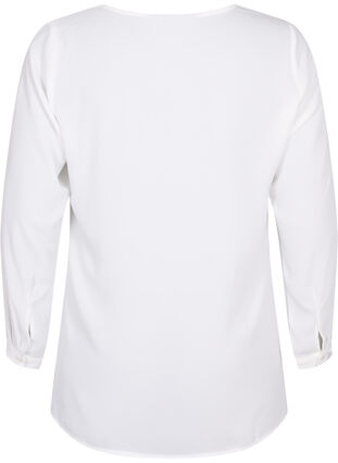 Langermet skjorte med V-hals, Bright White, Packshot image number 1