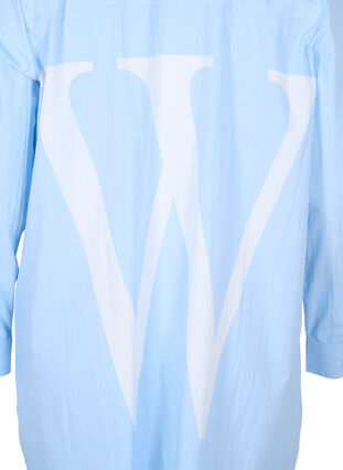 Lang bomullsskjorte med krage og knappelukking, Chambray Blue, Packshot image number 3