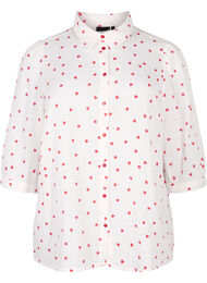 Skjortebluse med 3/4 ermer, Bright W. Red Hearts