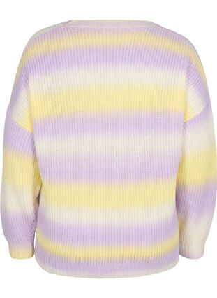 Stripete strikkegenser med V-hals, Lavender Comb., Packshot image number 1