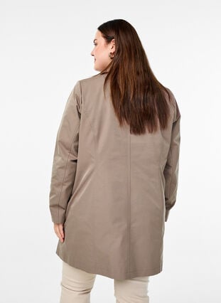 Zizzi Jakke med lommer og høy krage, Brun, Model image number 2