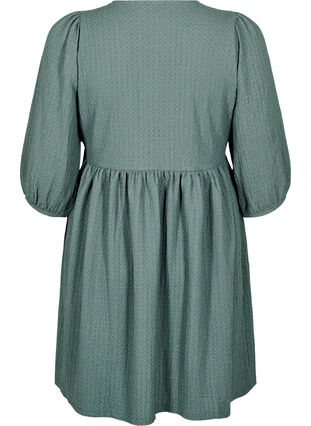 Zizzi FLASH - Kort kjole med tekstur og 3/4 ermer, Balsam Green, Packshot image number 1