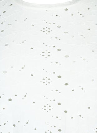 Langermet bluse med hullmønster, Bright White, Packshot image number 2