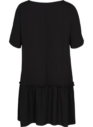 Kort kjole med volangkant, Black, Packshot image number 1