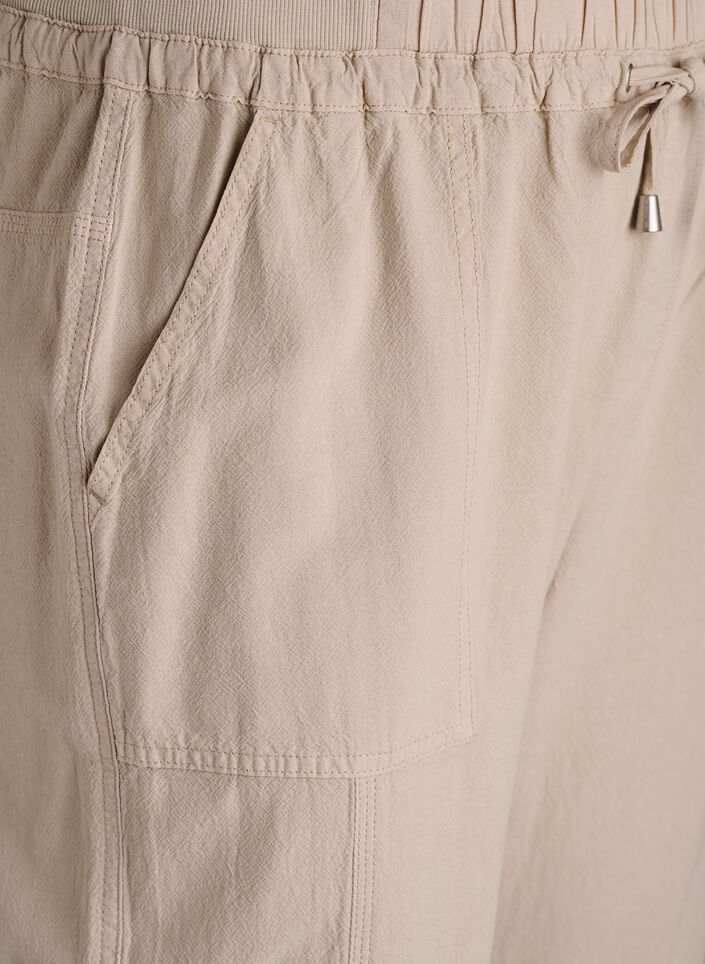 Loose fit cargobukser i bomull, Beige, Packshot image number 2