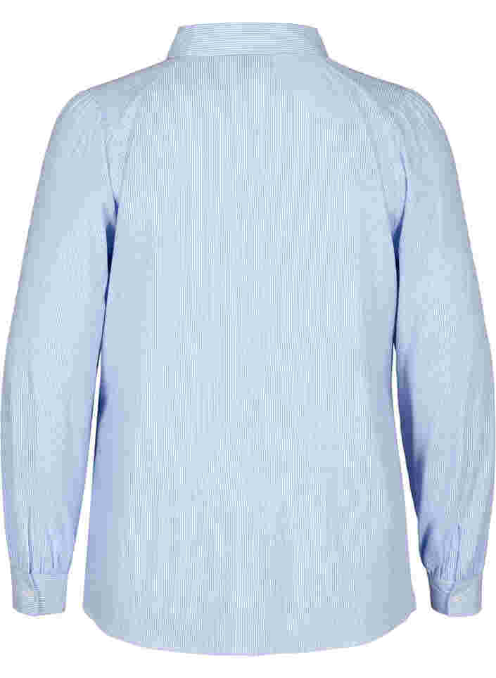 Stripete skjorte i bomull, White/Blue stripe, Packshot image number 1