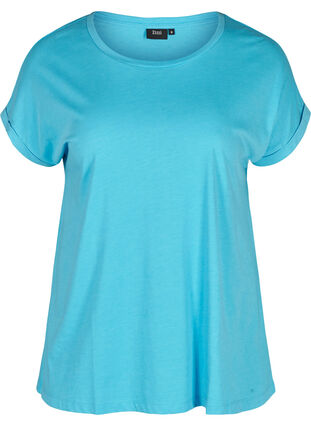 T-skjorte i bomullsmiks, RIVER BLUE Mel., Packshot image number 0