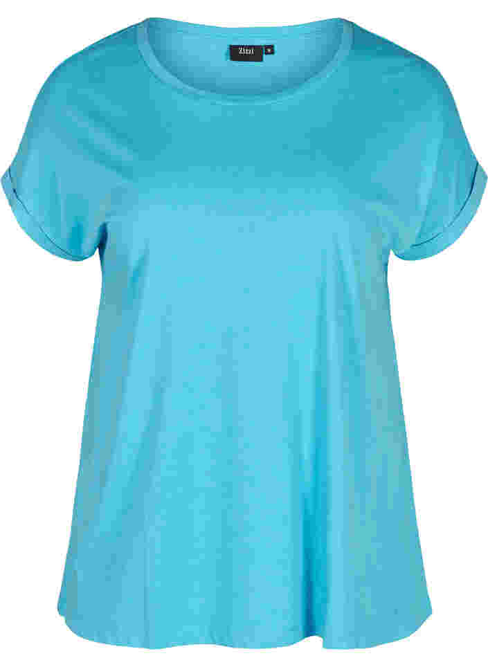 T-skjorte i bomullsmiks, RIVER BLUE Mel., Packshot image number 0