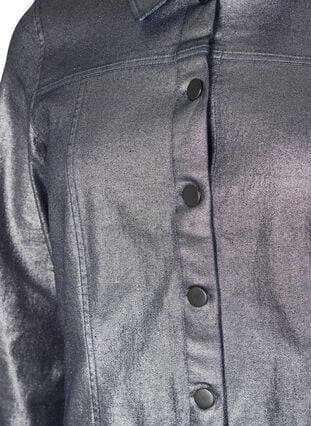 Zizzi Kort denimjakke med sølvbelegg, Gun Silver, Packshot image number 2