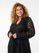 Blondekjole med lange ermer og knytebelte, Svart, Model image number 2