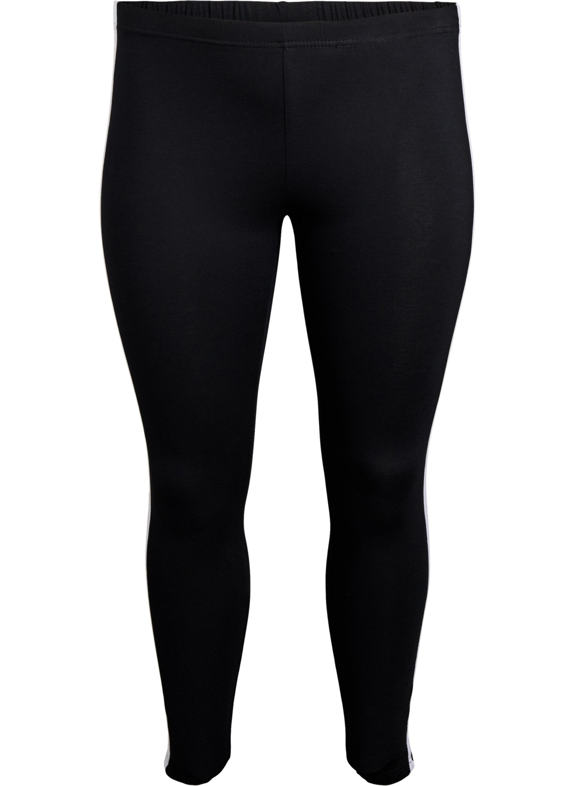 Zizzi Viskoseleggings med side striper, Black W. Stripe, Packshot image number 0