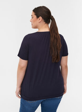 T-skjorte i viskose med strikk, Night Sky, Model image number 1