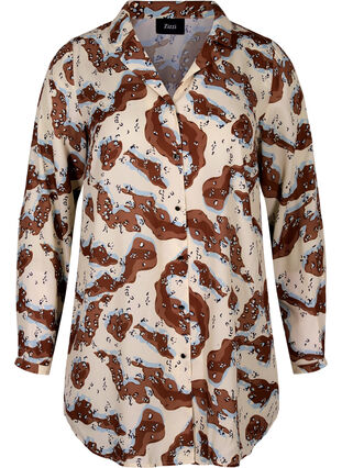 Mønstrete tunika med knapper, Camouflage AOP, Packshot image number 0