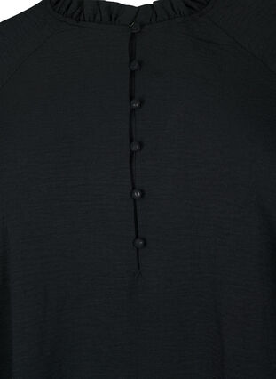 Bluse med volanger og knapper, Black, Packshot image number 2