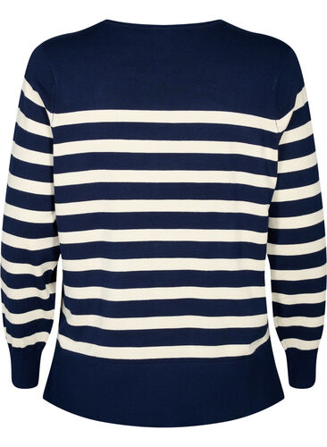 Stripete bluse i viskose, Navy Blazer Comb, Packshot image number 1