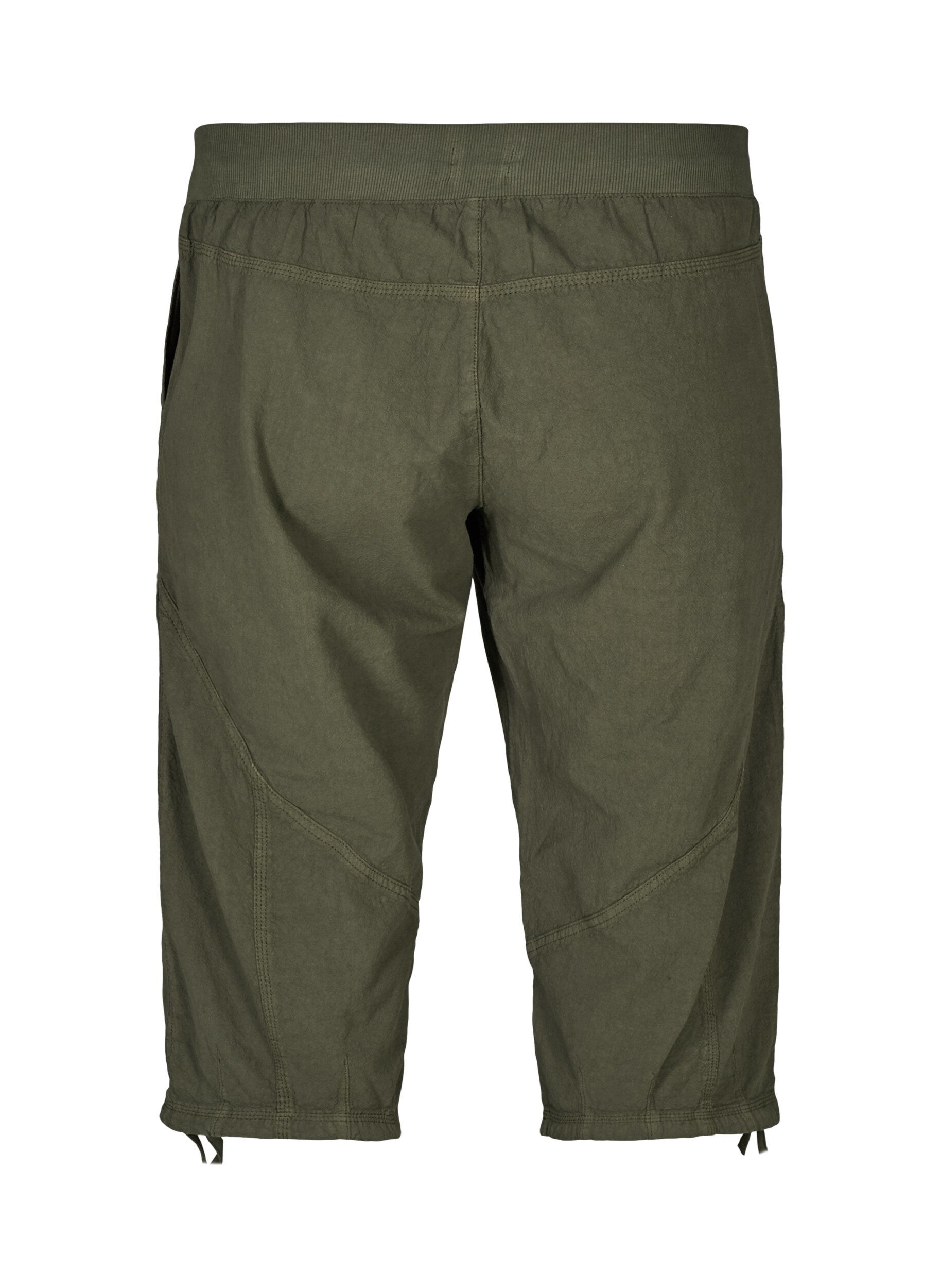 ZizziCapribukser i bomull, Gr&oslash;nn, Packshot image number 1