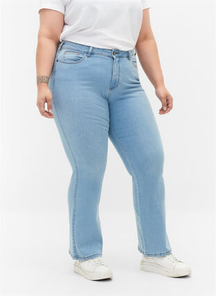 Ellen bootcut jeans med høyt liv, Ex Lgt Blue, Model image number 2
