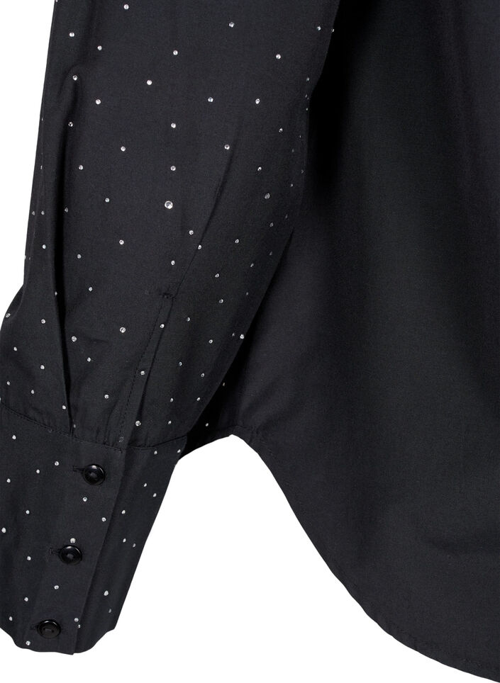 Skjorte med strass, Black, Packshot image number 3