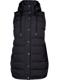 Lang vest med hette og knappelukking, Black