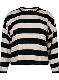 Langermet bluse med striper, Bl. Beige Mel.Stripe