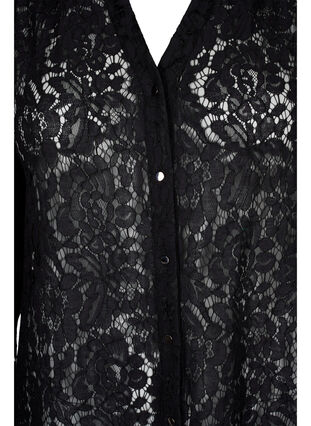 Tunika med blonder og knappelukking, Black, Packshot image number 2