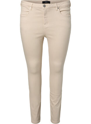 Amy jeans med høy midje og supersmal passform, Oatmeal, Packshot image number 0