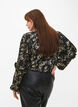 Langermet bluse med volanger og folietrykk, Black Foil AOP, Model image number 1