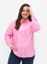 Langermet bomullsskjorte, Pink Frosting, Model