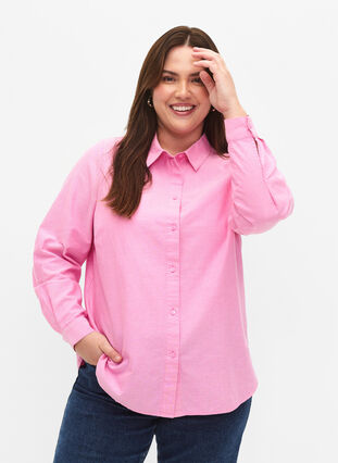 Langermet bomullsskjorte, Pink Frosting, Model image number 0