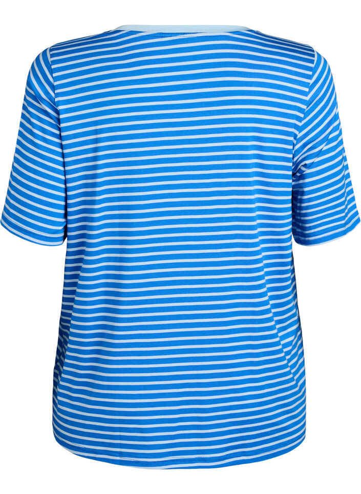 T-skjorte med TENCEL&trade; Lyocell og striper, Bl&aring;, Packshot image number 1