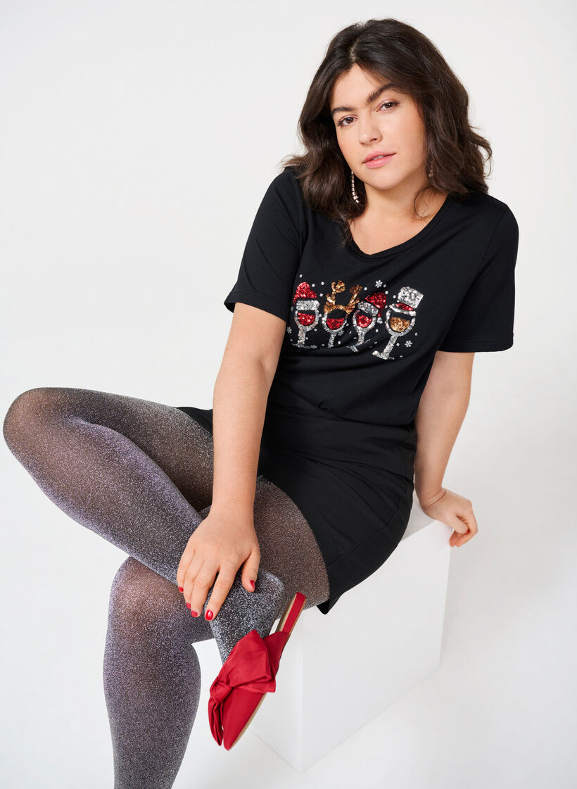 Jule-t-skjorter i 100% bomull, Black w. Drinks, Image image number 0