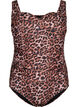 Badedrakt med drapering og polstrede kopper, Leopard, Packshot image number 0