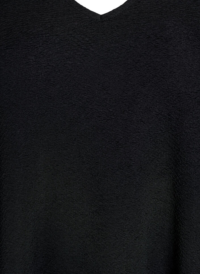 Kort strukturert kjole med volangkant nederst, Svart, Packshot image number 2