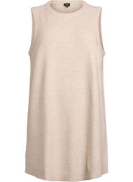 Kort ermel&oslash;s strikkekjole, Beige