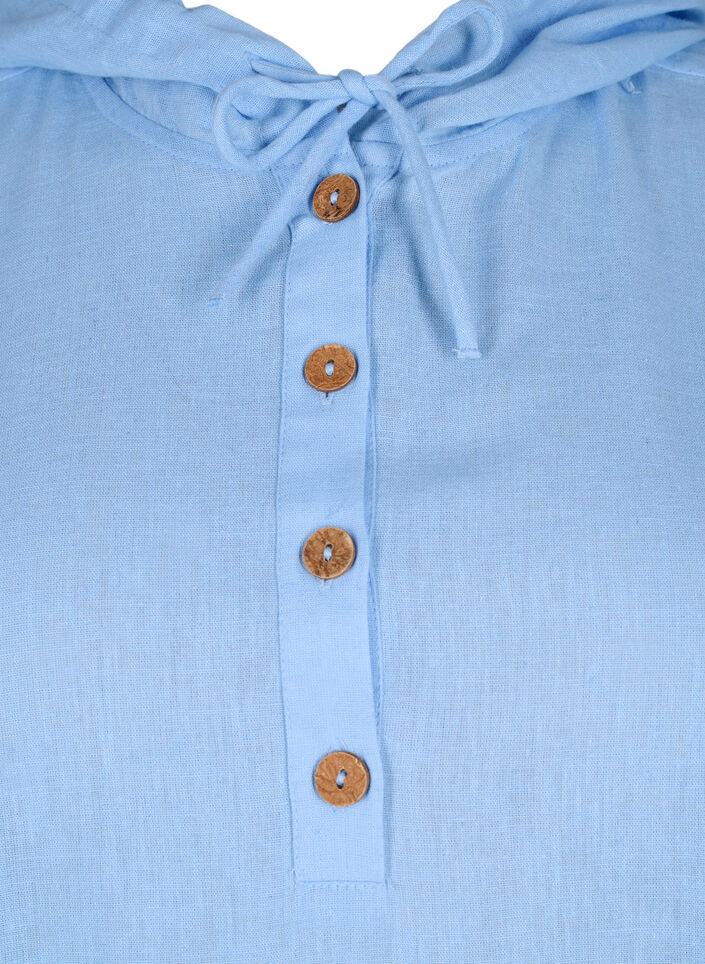 Tunika med hette i bomull og lin, Serenity, Packshot image number 2