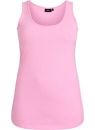 Ensfarget basic topp i bomull, Rosa