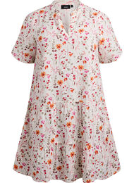 Kort kjole av bomullsmuslin med blomster, White Flower
